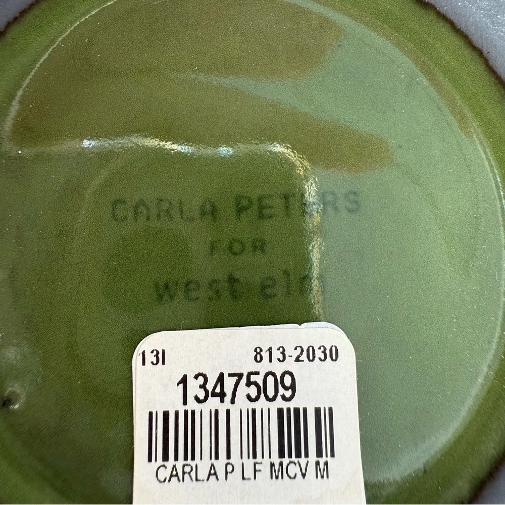 West Elm Green Carla Peters Modern Fern Leaf Glazed Vase NWT